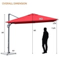 thumbnail image 3 of Costway Parasol Déporté de Patio 10 X 10 Pi en Aluminium, Rotation 360°, Inclinaison, Bourgogne, 3 of 10