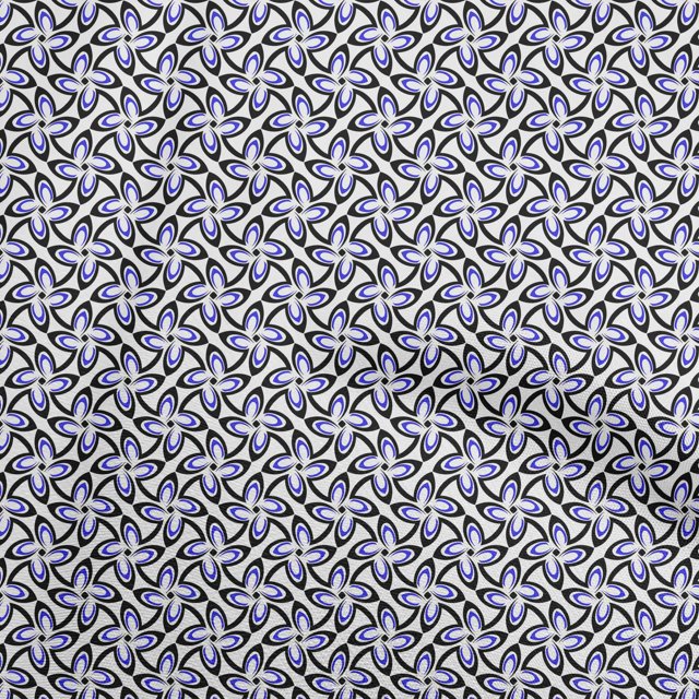 oneOone Cotton Cambric Blue Fabric Asian Block Sewing Craft Projects Fabric Prints By Yard 42 Inch Wide