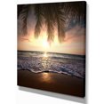 thumbnail image 2 of Tropical Beach with Palm Leaves - Seashore Canvas Art Print, 2 of 3