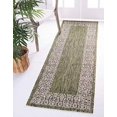 thumbnail image 2 of Unique Loom Outdoor Collection Tapis de Style Transitionnel pour Intérieur et Extérieur à Bordure Florale Traditionnelle, 2 x 6 Pieds, Vert/gris, 2 of 4
