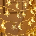thumbnail image 4 of Eoozwa 40 LED Star & Moon Fairy Lights, Battery Operated String Lights with Remote Control for Bedroom Wall Camping Tent Decor, 236-Inch Waterproof for Independence Day Patriotic Decorations, 4 of 5