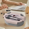 thumbnail image 4 of EGNMCR Kitchen Gadgets, Large Capacity Double Layer Compartment Lunch Box Fashionable Oval Lunch Box Portable Heatable Lunch Box Compartments No Odor Easy To Clean Plastics Bento Boxes, 4 of 9