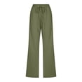 thumbnail image 4 of Timegard Womens Cotton Linen Pants Elastic Waisted Drawstring Straight Leg Solid Color Casual Pants, 4 of 6