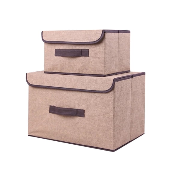 Nilvkv Lot de 2 Grandes et Petites Boîtes de Rangement à Rabat Pliables en Tissu pour Garde-Robe avec Poignées pour Organiser Vêtements Literie Jouets Livre, Organisation et Rangement