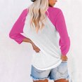 thumbnail image 3 of BVOFAR Hauts pour Femmes à Manches 3/4 à Col Ras du Cou Blouses à Blocs de Couleur Mode Chemises Raglan Décontractées Coupe Ample 2025, 3 of 7