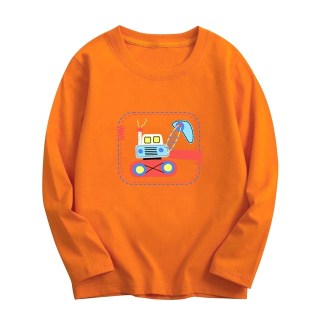RXIRUCGD Mode Fille et Garçon Décontracté Enfants Hauts à Manches Longues Hauts Imprimés ( Orange, Taille : 9 Ans )