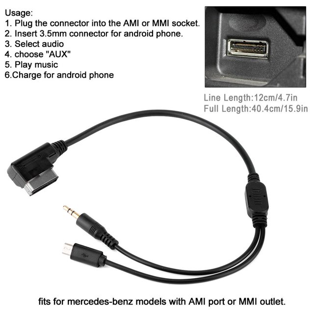 Loewten 3.5mm Connector Cable AUX Charging Cable 12cm/4.7in Fits For S SL CLS Class AMI MMI Interface,2 In 1 Charging Audio Cable,Media Cable
