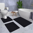 thumbnail image 5 of Fridja 3pcs Bathroom Rugs Bath Mat Toilet Mats Soft Comfortable Non-Slip Bathroom Rug Set Bath Mats for Bathroom Machine Washable Bath Mat Bathroom Rug Sets, Black, 5 of 5