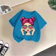 thumbnail image 2 of T-shirts et Chemises pour Filles - Adorable T-Shirt à Imprimé Graphique à Col Rond et Manches Courtes pour Filles, Tenue d'Été Décontractée, Mélange Respirant, Coutures Durables pour le Jeu Quotidien, 2 of 4