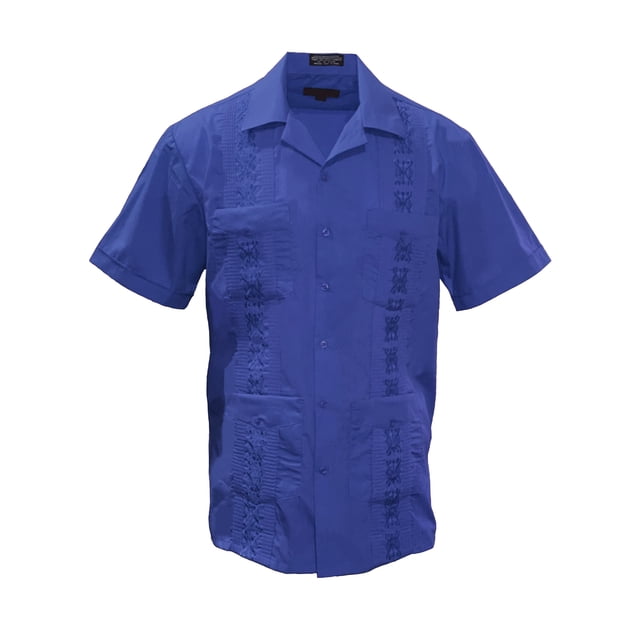 Gravity Threads Chemise d'Été Guayabera pour Homme - Royal - Grand