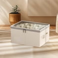 thumbnail image 1 of Weloille 1Pc Clothes Storage Box, Visible Dual Zipper Fabric Organizer, Sturdy Handle Foldable Thickened Large Capacity Dustproof Bin for Closet Wardrobe Underbed, 1 of 6