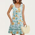 thumbnail image 1 of Ovzne Robes d'Été pour Femmes 2025 Robe pour Femme Robe Décontractée et à la Mode pour Femmes Imprimée Col Rond Sans Manches avec Poche Robe Courte Décontractée Robe Grande Taille Imprimée Liquidation, 1 of 7