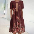 thumbnail image 1 of Robe Maxi à Manches Robe d'Été Bohème à Imprimé pour Femme Robe de Plage à Manches Courtes Robe Longueur Genou Robe à Manches Courtes en Liquidation, 1 of 5