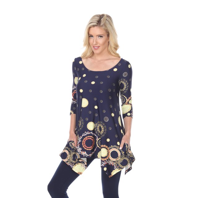 White Mark Women's 3/4 Sleeve Erie Tunic Top