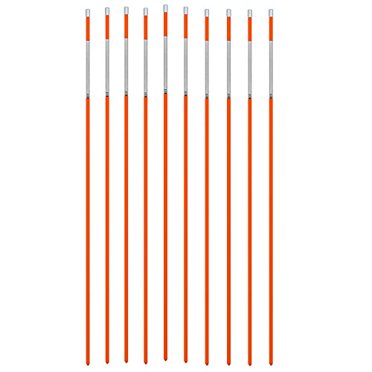 Fiberglass Innovations 665-10 Snow Pole Driveway Marker, 48-Inch with Reflective Tape, Hiviz Orange and Hammer Cap, Pack of 10