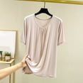 thumbnail image 1 of Weiqiqre T-Shirt à Col Rond pour Femme à Manches Courtes Ajusté T-Shirt Mince Uni Haut de Pyjama Pyjama à Manches Courtes, 1 of 7