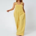 thumbnail image 2 of Wide Leg Overalls for Women Sleeveless Jumpsuits Suspender Overalls with Pockets, 2 of 6