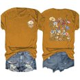 thumbnail image 2 of Blouses for Women, Womens Small Flower Printed Blouses Short Sleeved Round Neck Top, 2 of 5