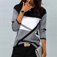thumbnail image 2 of Blouse à Manches Longues pour Femmes Mode Décontractée Col Rond Couture Contraste Couleur T-Shirt Blouse à Manches Longues Blouse, 2 of 6