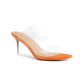thumbnail image 1 of BLISSFUL STEP Women's Clear Slide Stiletto Heels Open Toe Slip On Sandals Orange 8, 1 of 7