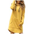 thumbnail image 1 of cfhntfmh Robes Chandails pour Femmes Confortables à Manches Longues Robe à Capuche Surdimensionnée Automne Douce Couleur Unie Robe Mini avec Poches, 1 of 5