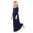 thumbnail image 4 of 2025 Robe à Volants à Manches Longues pour Tout-Petit Col Rond Solide Ample Taille P Robe 8 Robe Décontractée Tenue Quotidienne Longue Robe Bleue pour S Maxi Princesse, 4 of 5
