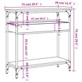 thumbnail image 4 of vidaXL Console Table with Shelf Black 75x29x75cm Engineered Wood, 4 of 7