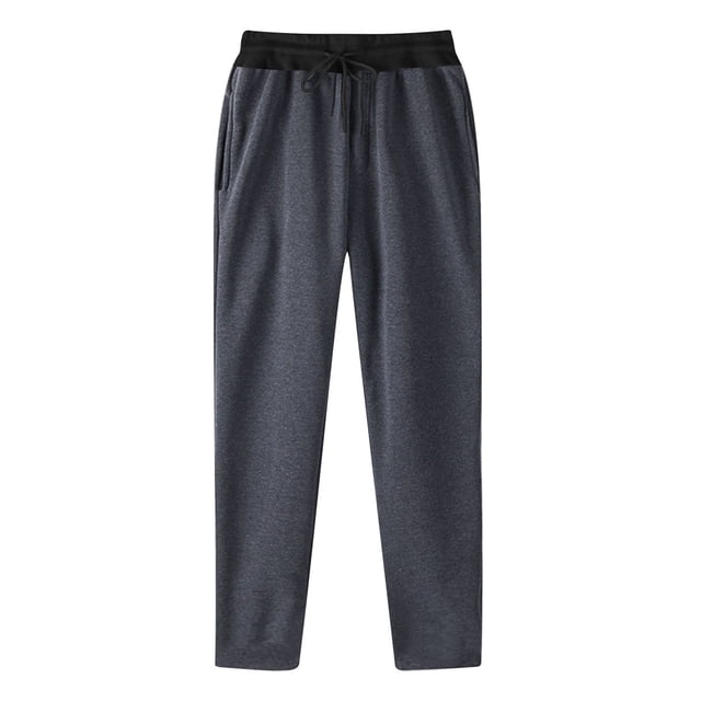 AherBiu Sweatpants For Men Fleece Lined Drawstring Elastic Waisted Straight Leg Pants With Pockets Casual Gym Workout Trousers