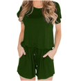 thumbnail image 1 of Fridja Woman's Summer Short Sleeve Solid Color Backless Casual Loose Jumpsuit, 1 of 5