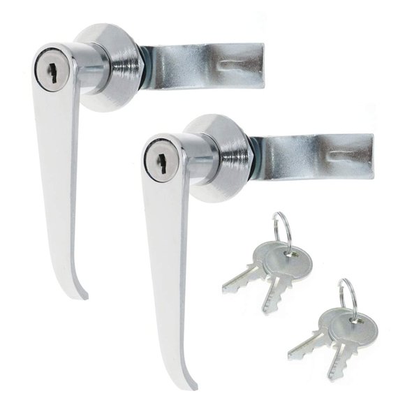 Quluxe 2 Pcs Chrome Zinc Alloy Handle Cabinet Locks, Distribution Box Cabinet Door Handle Locks with Keys for Secure Important Files and Drawers