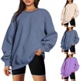 thumbnail image 4 of ORUYROP Chandails en Molleton Surdimensionnés pour Femmes Manches Longues Col Rond Chandail Décontracté Ample Couleur Unie Polaire Tops Pulls, 4 of 5