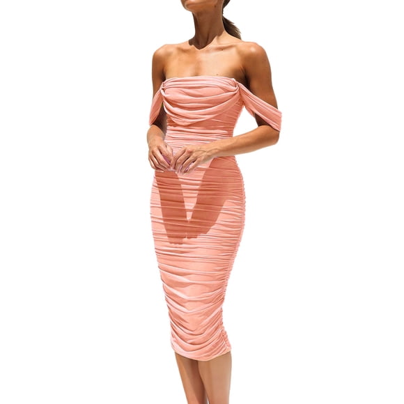 Ketyyh-chn99 Wedding Guest Dresses for Women Mini Dress Party Dress Long Sleeve Comfy Long Dress Pink,S