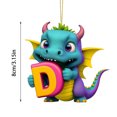 thumbnail image 3 of Fridja Personalized Dinosaur Christmas Ornament 26 Letters Hanging Pendant Ornaments 2024 Plastic Initial Monogram Xmas Tree Decorations with Hanging Rope Unique Customized Fun Gift for Kids (D), 3 of 4
