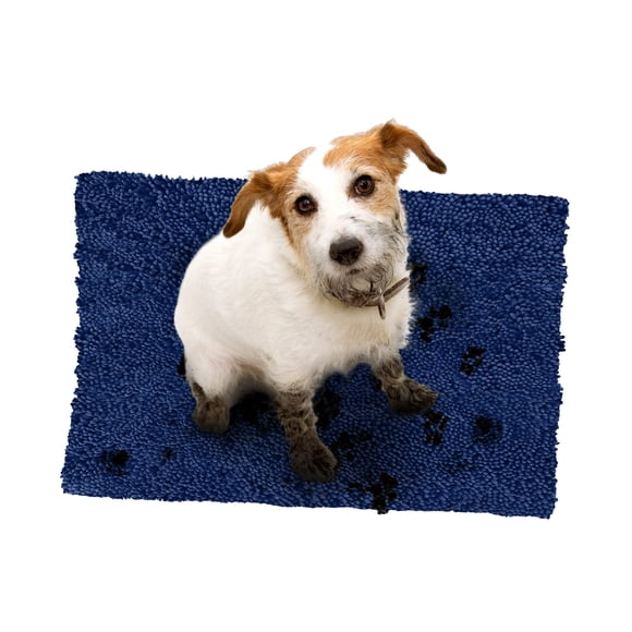 Soggy Doggy Doormat Plain Solid Color Design | Navy Blue | Large 26 x 36 | Ultra Absorbent Microfiber Chenille Wet Dog Mat for Muddy Paws | Non-Slip and Machine Washable
