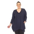 thumbnail image 1 of White Mark Tunique à Manches 3/4 pour Femmes, Taille Empire, Col en V, 1 of 6