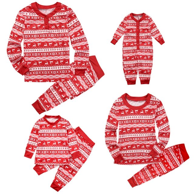 Pyjamas de Noël Assortis pour la Famille Ensemble Haut et Pantalon de Fête Pyjama