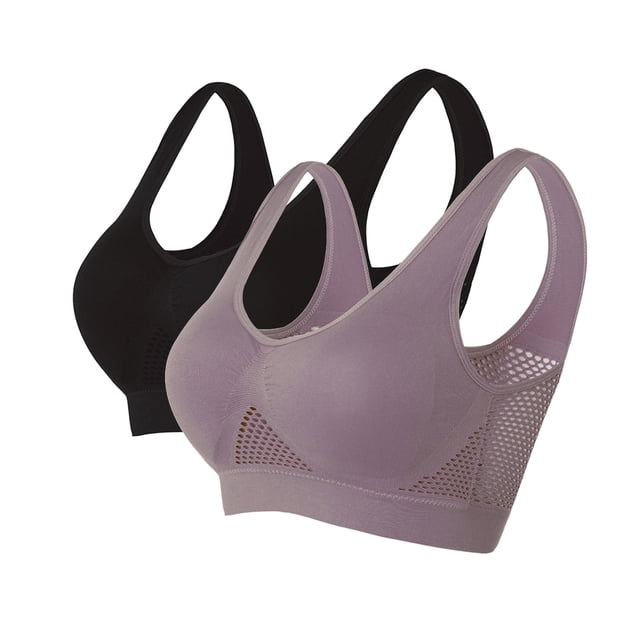 Timegard 2pc Sports Bras for Women Plus Size Full Coverage No Underwire High Support Breathable Athletic Bra