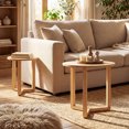 thumbnail image 4 of Costway Round Nesting Coffee Table Set of 2 with Thickened Top & Solid Rubber Wood Legs Natural, 4 of 10