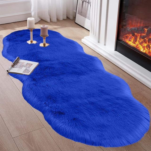 Faux Sheepskin Runner Rug,Faux Sheepskin Fur Rug 15.6x55 Runner Rugs,High Pile Soft Plush Fuzzy Rug for Bedroom,Bedside Rug Shag Rug Fluffy Carpet for Living Room Home Decor,Furry Washable Area Rugs