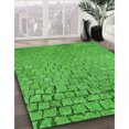 thumbnail image 3 of Ahgly Company Machine Washable Indoor Square Transitional Neon Green Area Rugs, 5' Square, 3 of 7