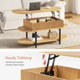 thumbnail image 4 of GUNAITO Table Basse à Plateau Relevable avec Rangement, Table Centrale Moderne Style Ferme avec Tablette à 2 Niveaux pour Salon, Naturel, 4 of 8