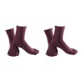 thumbnail image 2 of relayinert Soft Five Toe Socks Stretchable Cotton High Crew Socks Athletic Solid Socks Purple 2Set, 2 of 6