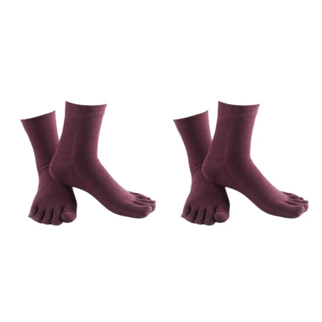 maskred 1Pair Five Toe Socks Cotton High Athletic Sock Socks Solid Crew Purple 2Set