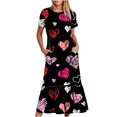 thumbnail image 1 of Robe d'Été pour Femmes 2024 Mode Grande Taille Décontractée à Manches Courtes Col Rond Robe Décontractée Fluide à Volants Maxi Robe de Plage avec Poches Robe à Imprimé de la Saint-Valentin Rabais de 50 % Liquidation!, 1 of 4