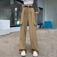 thumbnail image 1 of SDNall Women Design Style Straight Leg Wide Leg Pants Casual Drape Work Pants, 1 of 9