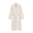 thumbnail image 1 of ManxiVoo Womens Robe Long Bathrobe Cozy Warm Shawl Collar Spa Robe Textured Housecoat Loungewear L Size White, 1 of 7