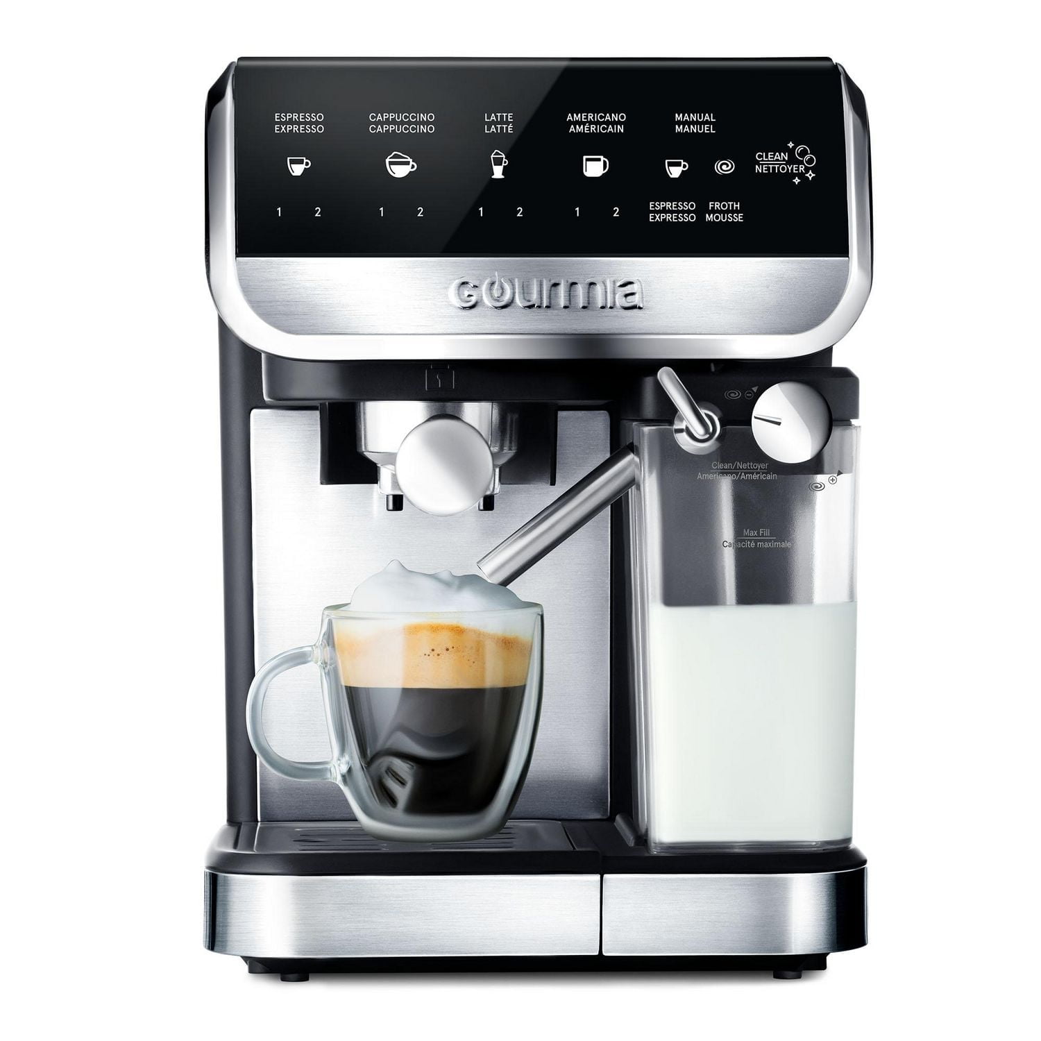 Gourmia 8-in-1 One-Touch Espresso, Cappuccino, Latte & Americano