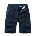 thumbnail image 1 of Birdeem Men Casual Solid Zipper Button Pockets Elastic Waist Cropped Cargo Shorts, 1 of 3