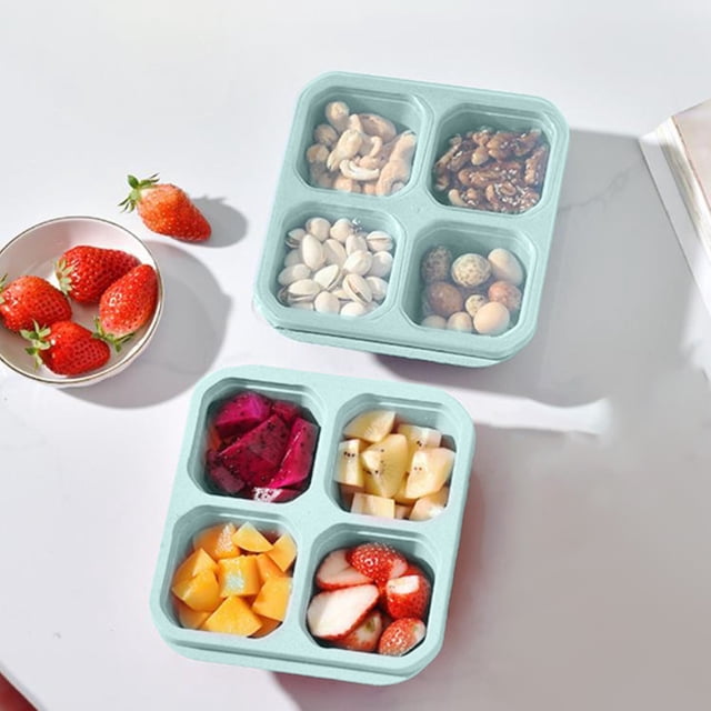 Fridja Summer Savings Bento Lunch Box,4 Compartment Snack Containers, Divided Bento Snack Box, Reusable Lunch Box for Kids Teens Adults,Food Storage Containers for School, Work and Camp,Green
