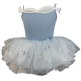 thumbnail image 2 of XDZJLR Girls Rompers Kids Summer Solid Color Suspender Dance Training Dress Children's Performance Puffy Dress Outfit Navy 5-6 Years, 2 of 5